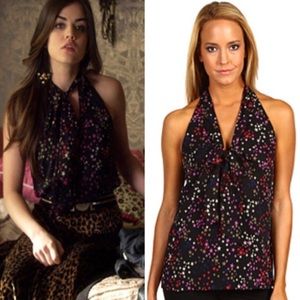 Trina Turk Jazzy Star Front Tie Top Silk Size 10